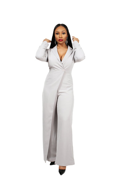 Grey Tailored Jumpsuit - BySonyaMarie.com