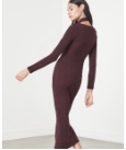 Rib Knit High Neck Hook & Eye Detail Midi Dress - BySonyaMarie.com