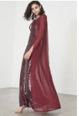 Wet Look Sequin Chiffon Cape Wide Leg Jumpsuit - BySonyaMarie.com