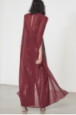 Wet Look Sequin Chiffon Cape Wide Leg Jumpsuit - BySonyaMarie.com