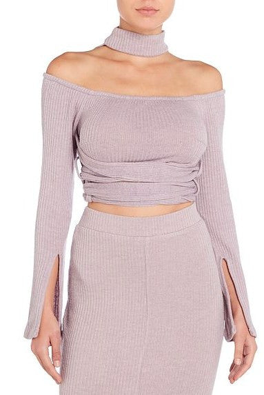 Knit Wrap Around Belt Crop Top - BySonyaMarie.com