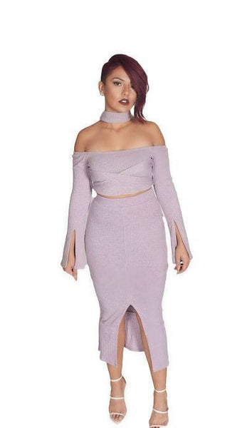 Rib Knit Flounce Hem Midi Skirt - BySonyaMarie.com