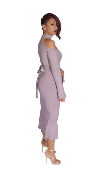 Rib Knit Flounce Hem Midi Skirt - BySonyaMarie.com