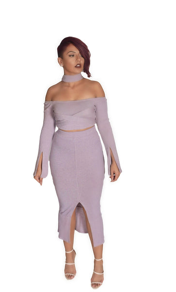 Rib Knit Flounce Hem Midi Skirt - BySonyaMarie.com