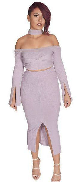 Rib Knit Flounce Hem Midi Skirt - BySonyaMarie.com