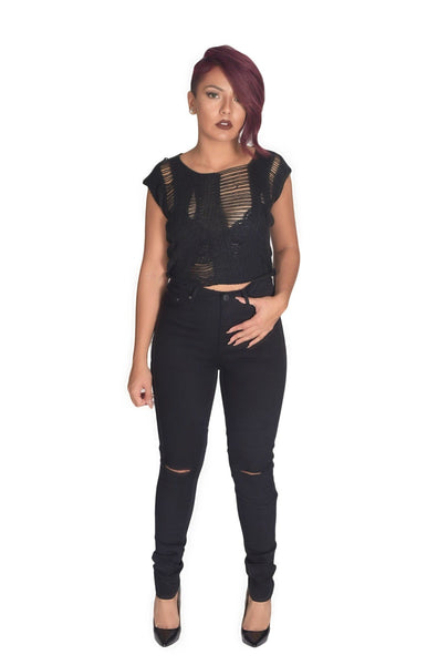 'Shredded' Cropped Sweater - BySonyaMarie.com