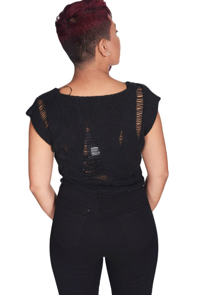 'Shredded' Cropped Sweater - BySonyaMarie.com