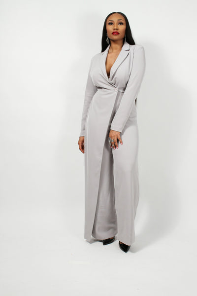 Grey Tailored Jumpsuit - BySonyaMarie.com